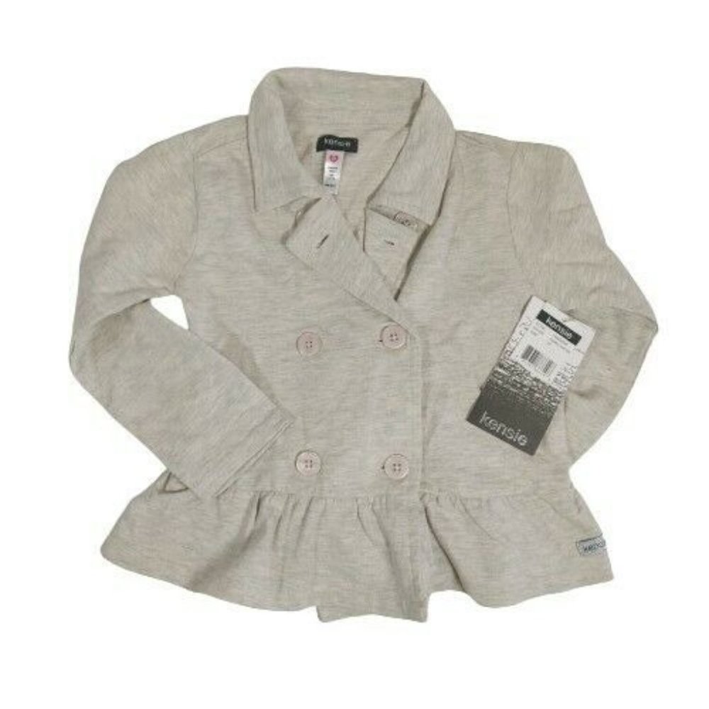 Kensie Girls 4T Lightweight Cotton Peacoat Jacket Oatmeal Heather NWT